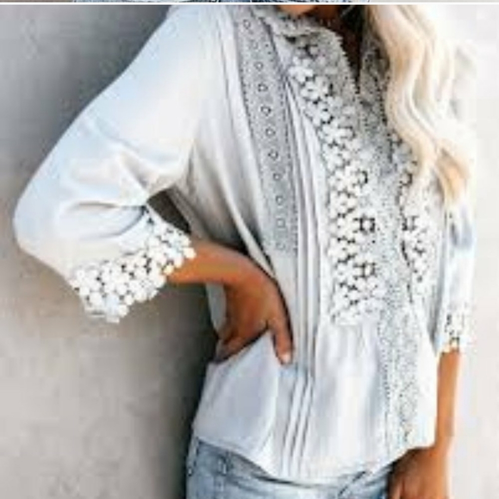 NEW Bohemian inspired laced blouse- NWT - Picture 7 of 9